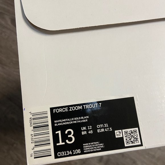 Mens Nike Air Force Zoom Mike Trout 7 Baseball Cleats CI3134-106 Size NEW main image 5